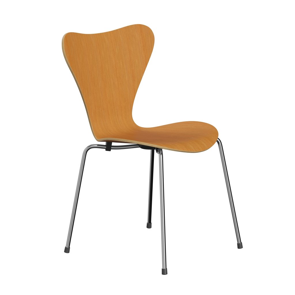 Fritz Hansen 3107 Shell Chair, Chromed Steel/Oregon Torment Lackered Veneer