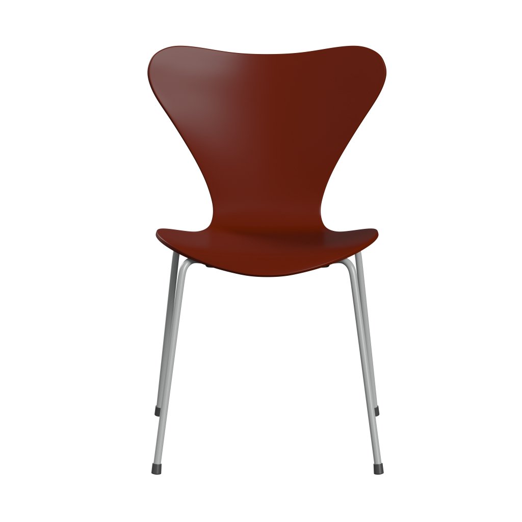 Fritz Hansen 3107 Skalstol, Nine Grey/Lakeret Venetian Red