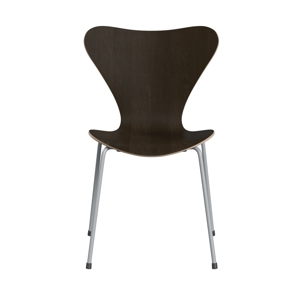 Fritz Hansen 3107 Shell Chair, Silver Grey/Dark -Stained Oak Lacquered Veneer