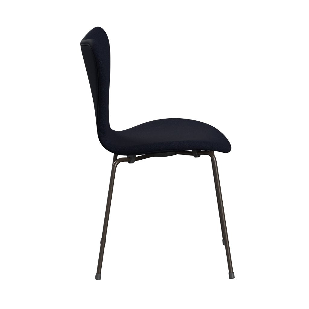 Fritz Hansen 3107 stol helt vadderad, brun brons/duk mörkblå
