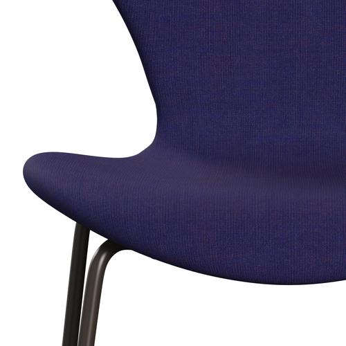 Fritz Hansen 3107 stol helt vadderad, brun brons/duk eklektisk blå
