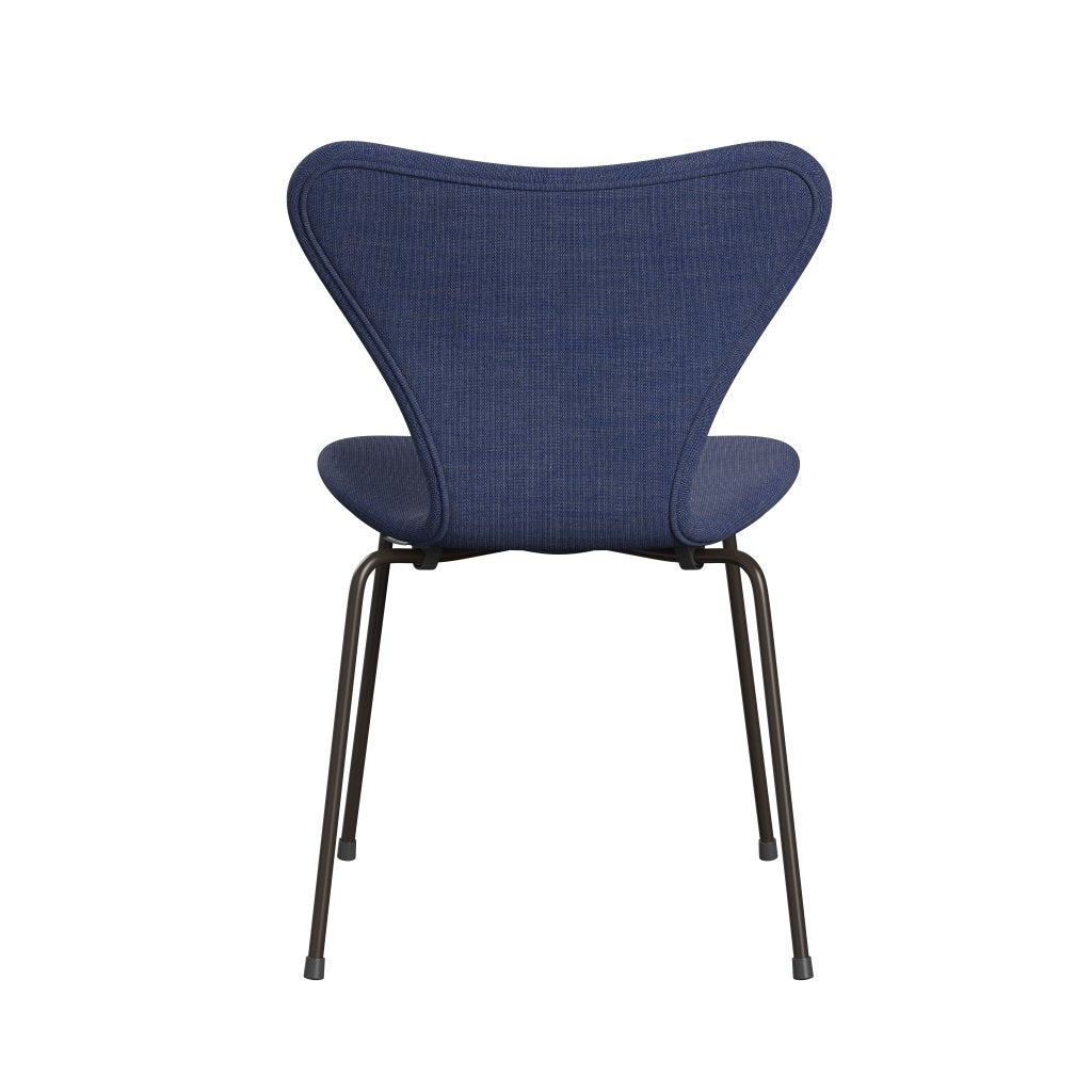 Fritz Hansen 3107 stol helt vadderad, brun brons/duk tvättad blå