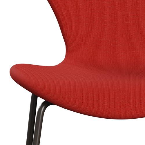 Fritz Hansen 3107 stol helt vadderad, brun brons/dukrosa röd