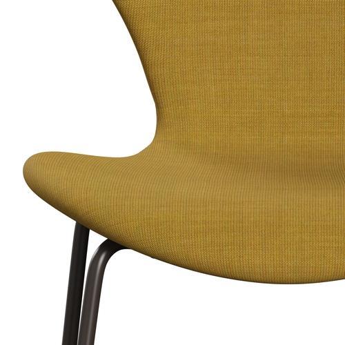 Fritz Hansen 3107 stol helt vadderad, brun brons/duk senap