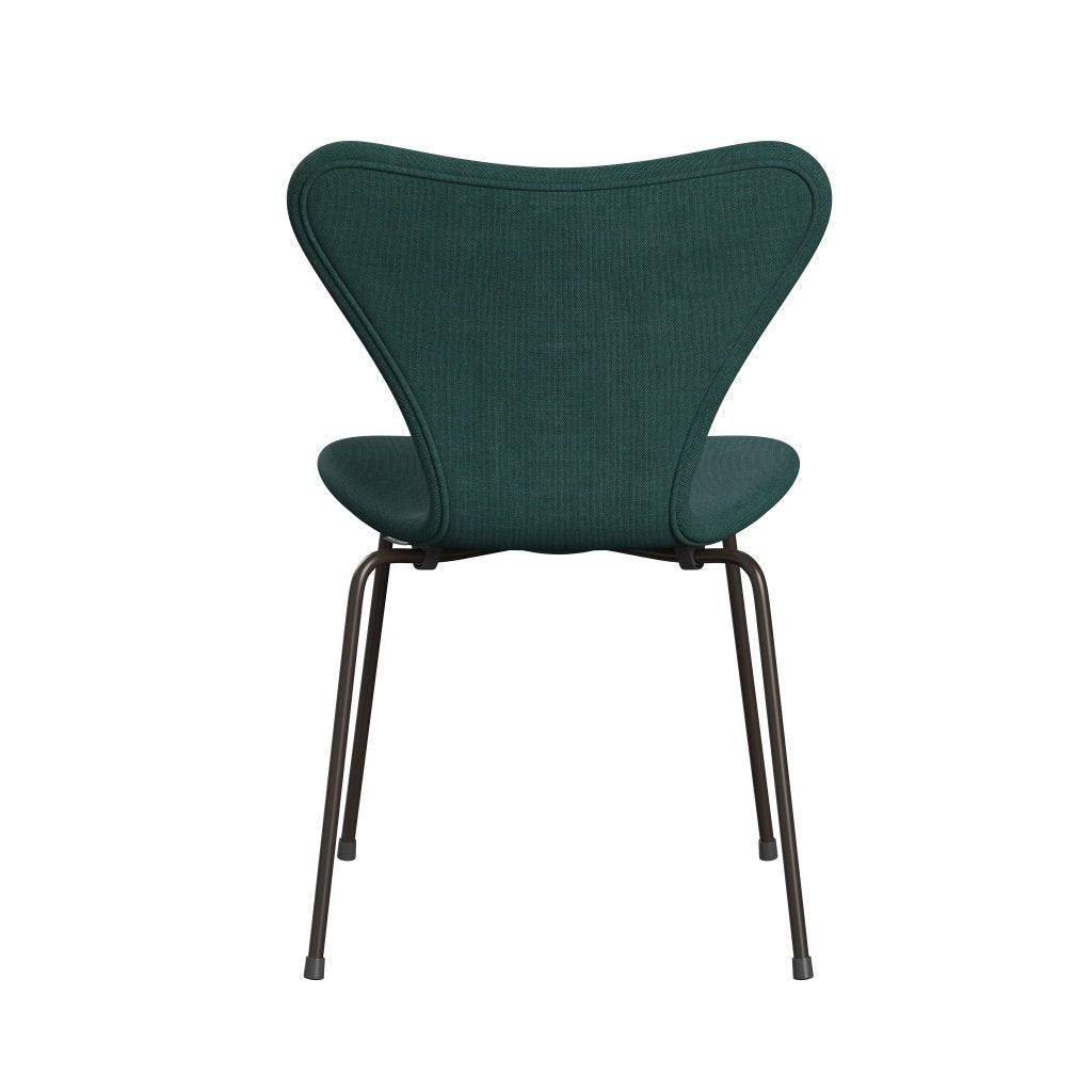 Fritz Hansen 3107 stol helt vadderad, brun brons/duk smaragdgrön