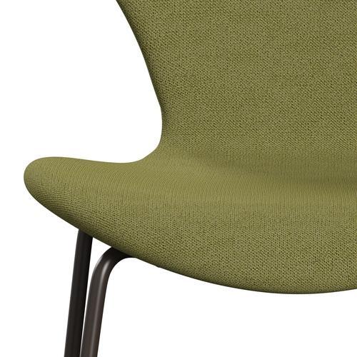 Fritz Hansen 3107 stol helt vadderad, brun brons/fångst varmgrön
