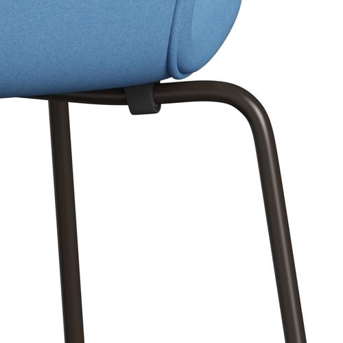 Fritz Hansen 3107 stol helt vadderad, brun brons/divina klarblå