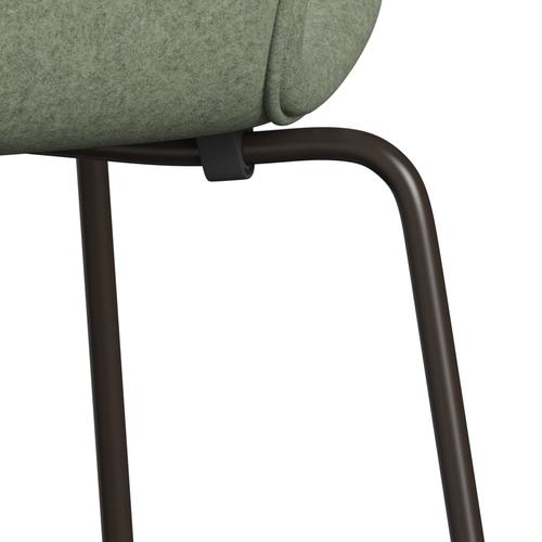 Fritz Hansen 3107 stol helt vadderad, brun brons/divina melange ljusgrön