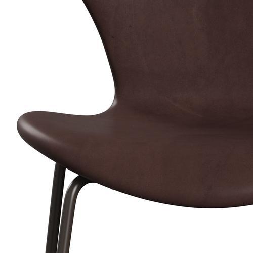 Fritz Hansen 3107 stol helt vadderad, brun brons/omfamning choklad