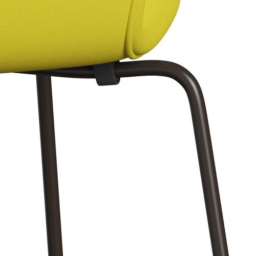 Fritz Hansen 3107 stol helt vadderad, brun brons/berömmelse gul