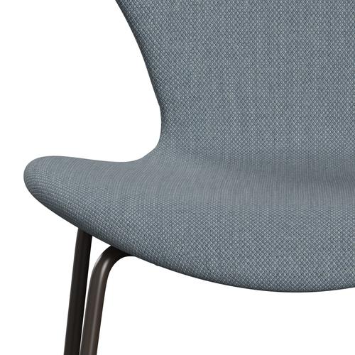 Fritz Hansen 3107 stol helt vadderad, brun brons/fiord blå/grå