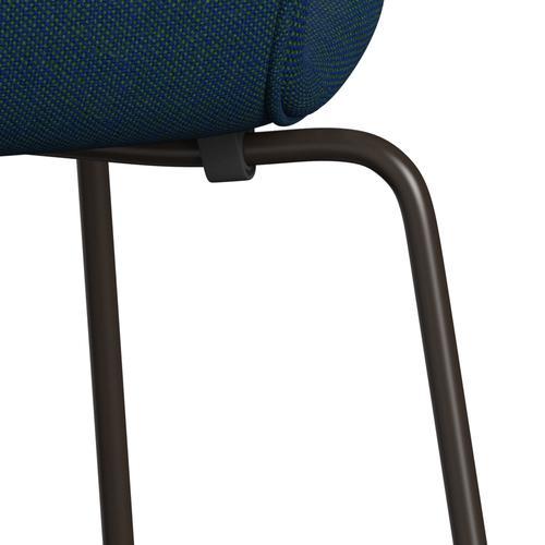 Fritz Hansen 3107 stol helt vadderad, brun brons/hallingdal blå/grön