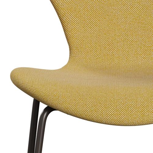 Fritz Hansen 3107 stol helt vadderad, brun brons/hallingdal gul/vit