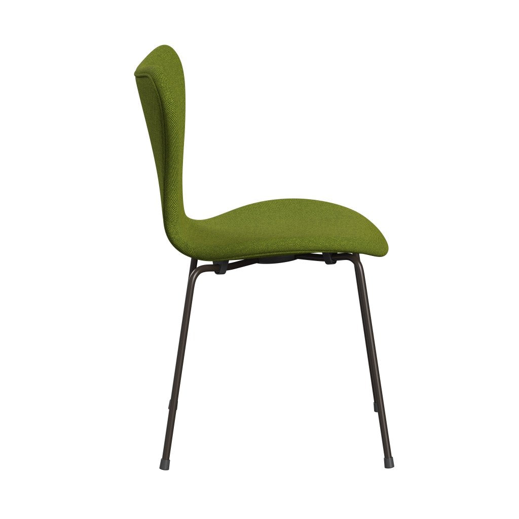 Fritz Hansen 3107 stol helt vadderad, brun brons/hallingdal grön