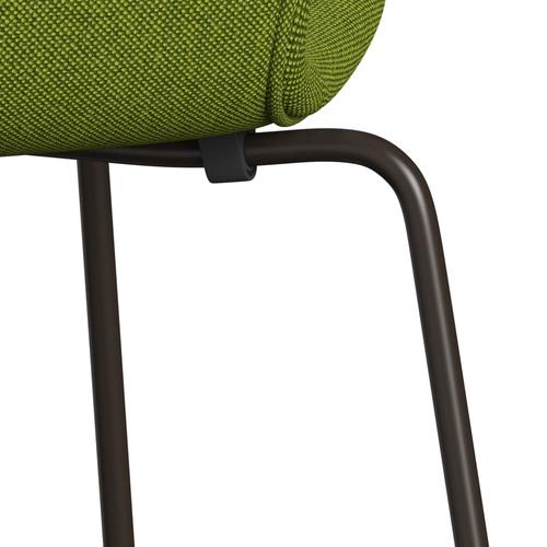 Fritz Hansen 3107 stol helt vadderad, brun brons/hallingdal grön