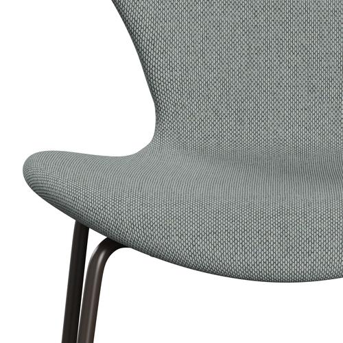Fritz Hansen 3107 stol helt vadderad, brun brons/omull blek aqua/naturlig