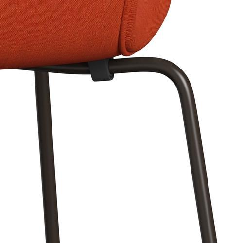 Fritz Hansen 3107 stol helt vadderad, brun brons/remix orange