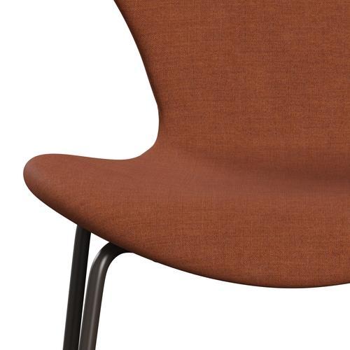 Fritz Hansen 3107 stol helt vadderad, brun brons/remix dammig orange