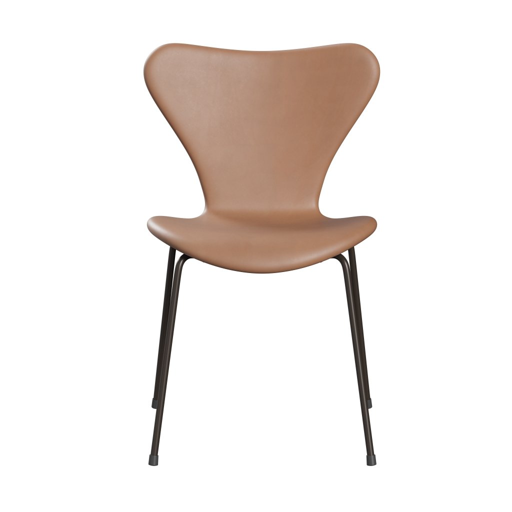 Fritz Hansen 3107 stol helt vadderad, brun brons/rustik läder