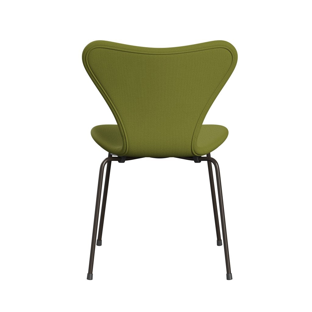 Fritz Hansen 3107 stol helt vadderad, brun brons/stålcut klar millitarisk grön