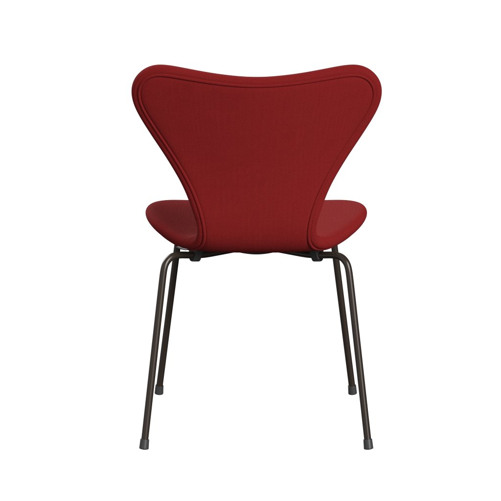 Fritz Hansen 3107 stol helt vadderad, brun brons/stålcut röd