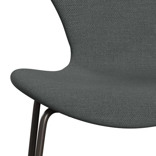 Fritz Hansen 3107 stol helt vadderad, brun brons/stålkoltrio kol