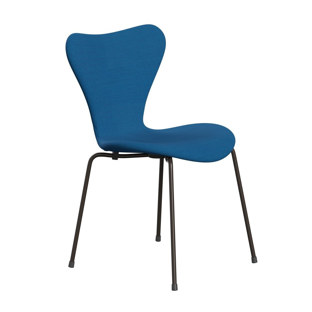 Fritz Hansen 3107 Stol Fuldpolstret, Brown Bronze/Steelcut Trio Turquise/Blue