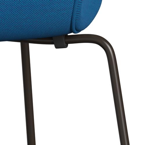 Fritz Hansen 3107 stol helt vadderad, brun brons/stålcut trio turkis/blå
