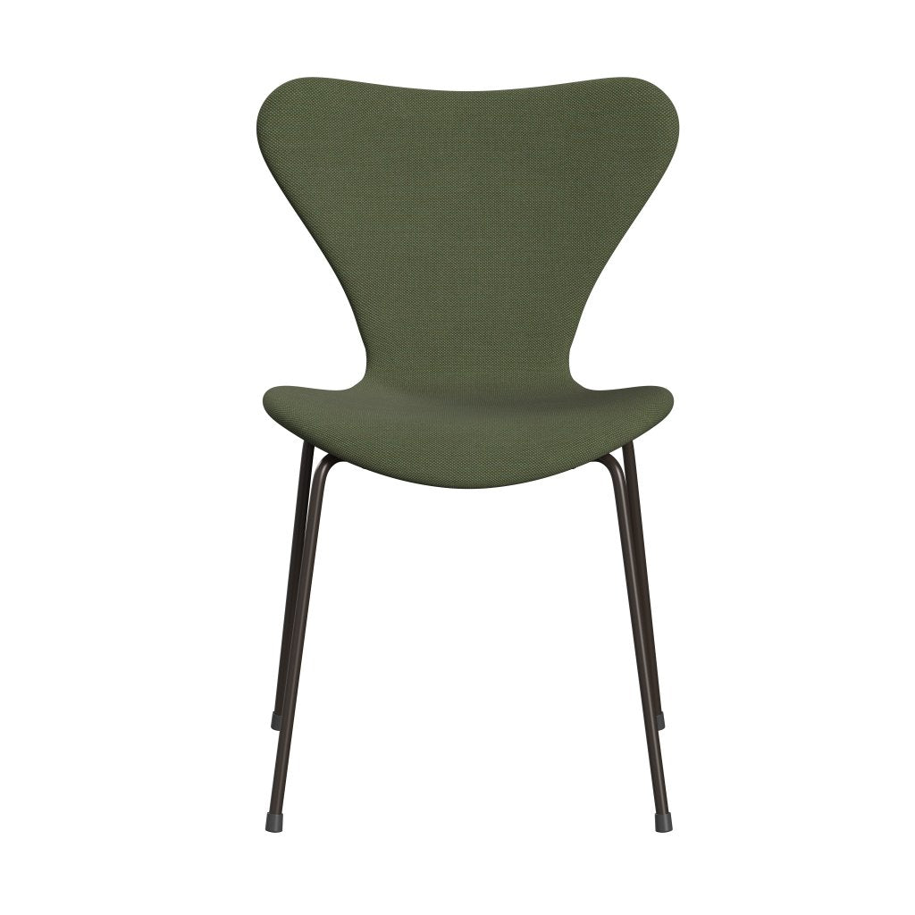 Fritz Hansen 3107 stol helt vadderad, brun brons/stålcuttrio dammad grön (STR946)