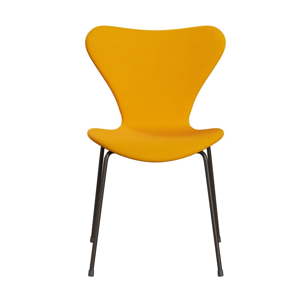 Fritz Hansen 3107 stol helt vadderad, brun brons/tonus gul orange