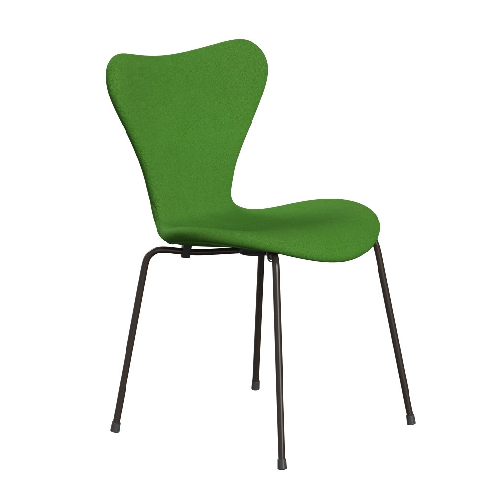 Fritz Hansen 3107 stol helt vadderad, brun brons/tonus klar grön