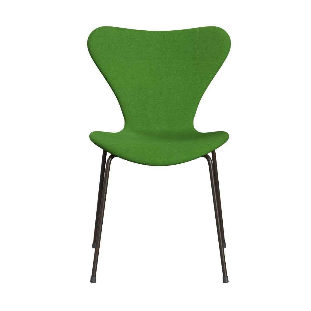 Fritz Hansen 3107 stol helt vadderad, brun brons/tonus klar grön