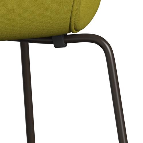 Fritz Hansen 3107 stol helt vadderad, brun brons/tonus lime grön