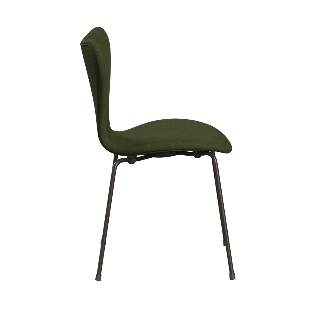 Fritz Hansen 3107 stol helt vadderad, brun brons/tonus millitar green divina