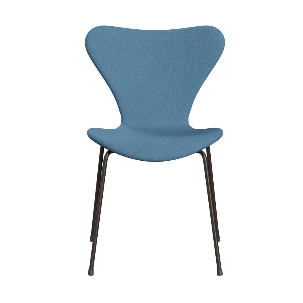 Fritz Hansen 3107 stol helt vadderad, brun brons/tonus pastellblå