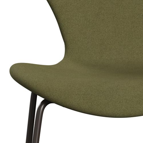 Fritz Hansen 3107 stol helt vadderad, brun brons/tonus dammad grön