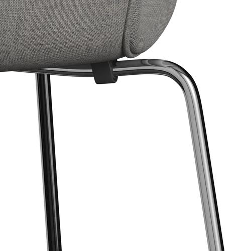Fritz Hansen 3107 stol helt vadderad, kromad stål/duk ljusgrå