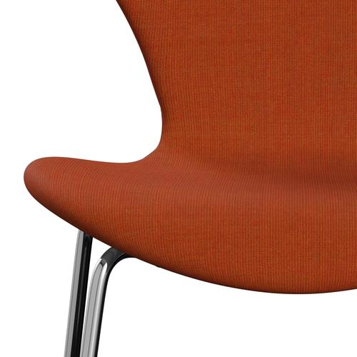 Fritz Hansen 3107 stol helt vadderad, kromad stål/duk orange