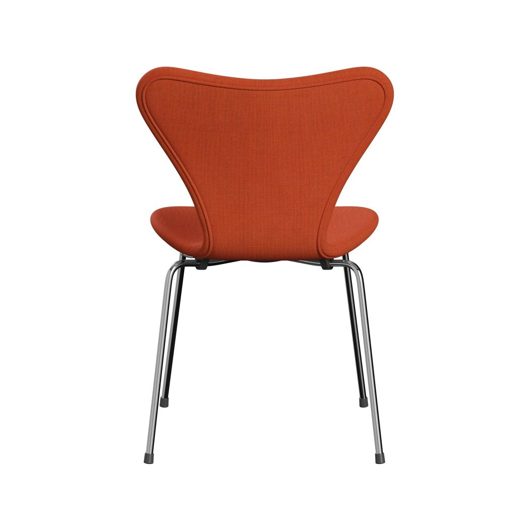 Fritz Hansen 3107 stol helt vadderad, kromad stål/duk dammig orange