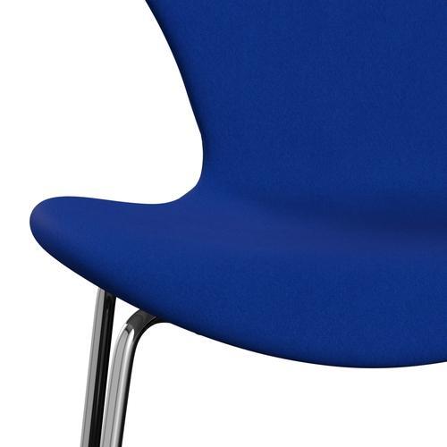 Fritz Hansen 3107 stol helt vadderad, kromad stål/komfortblå (C00035)