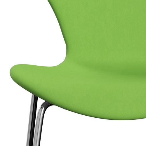 Fritz Hansen 3107 stol helt vadderad, kromad stål/komfort ljusgrön (C68010)