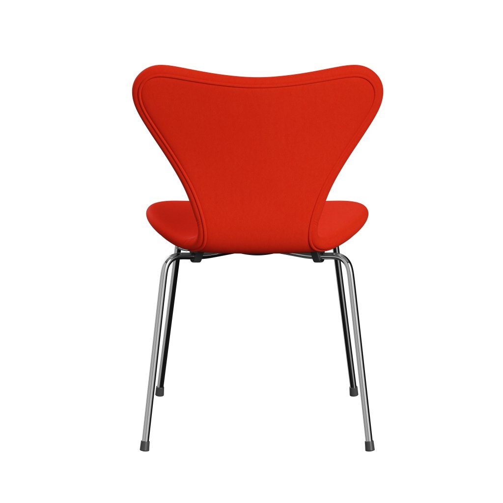 Fritz Hansen 3107 stol helt vadderad, kromad stål/komfort orange/röd