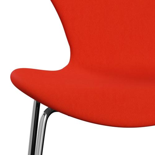 Fritz Hansen 3107 stol helt vadderad, kromad stål/komfort orange/röd