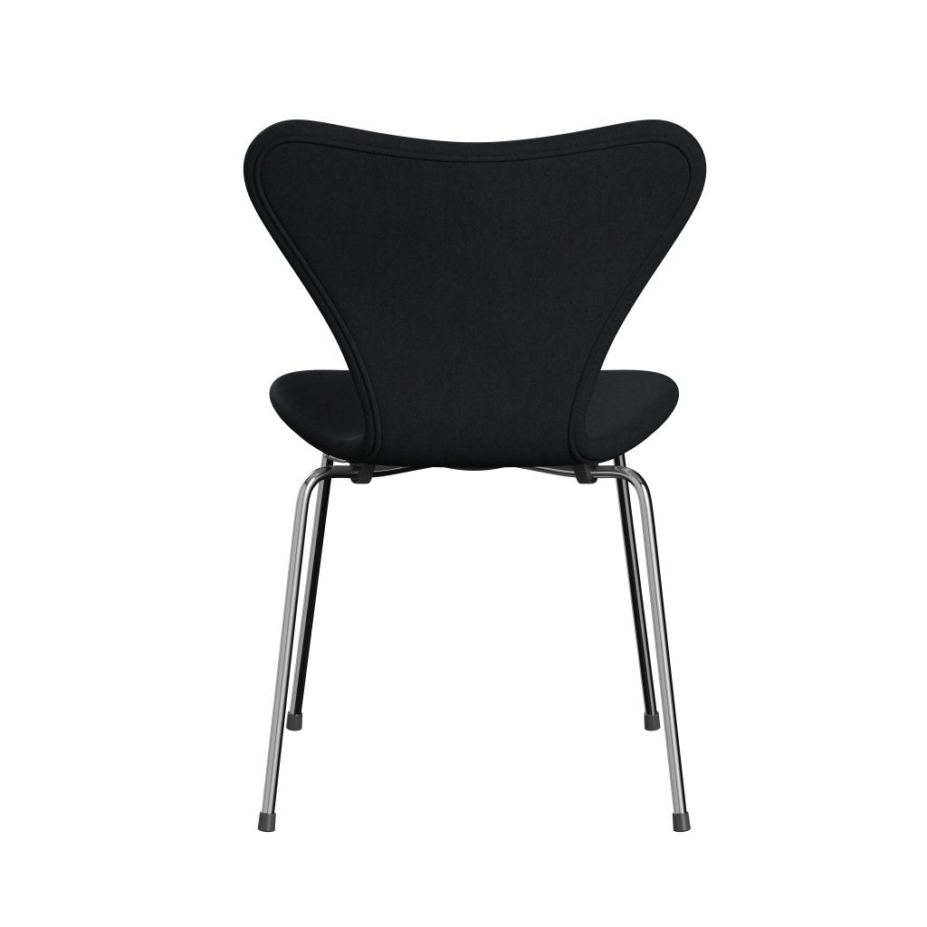 Fritz Hansen 3107 stol helt vadderad, kromad stål/komfort svart/grå
