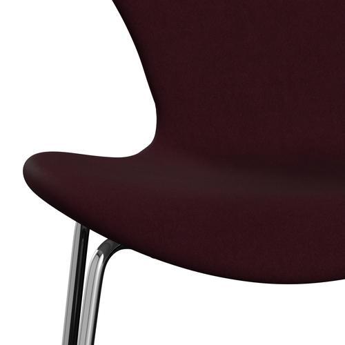 Fritz Hansen 3107 stol helt vadderad, kromad stål/komfort lila/mörkröd