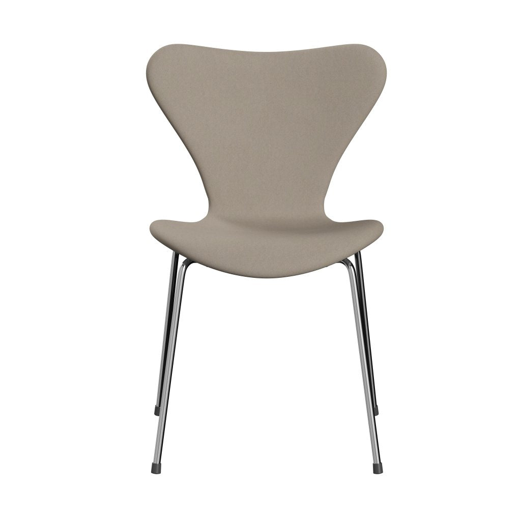 Fritz Hansen 3107 Stol Fuldpolstret, Forkromet Stål/Comfort White Grey