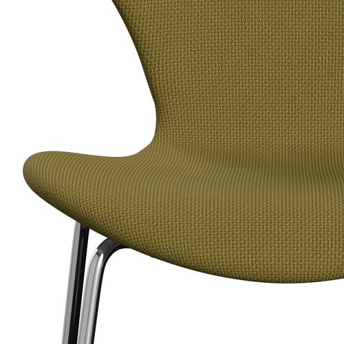 Fritz Hansen 3107 stol helt vadderad, kromad stål/diablo höstgrön