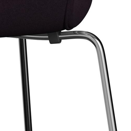 Fritz Hansen 3107 Stol Fuldpolstret, Forkromet Stål/Divina Aubergine (Div376)