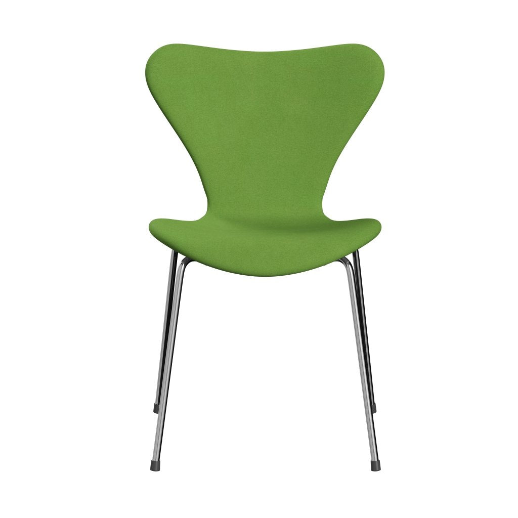 Fritz Hansen 3107 stol helt vadderad, kromad stål/divina lätt lime