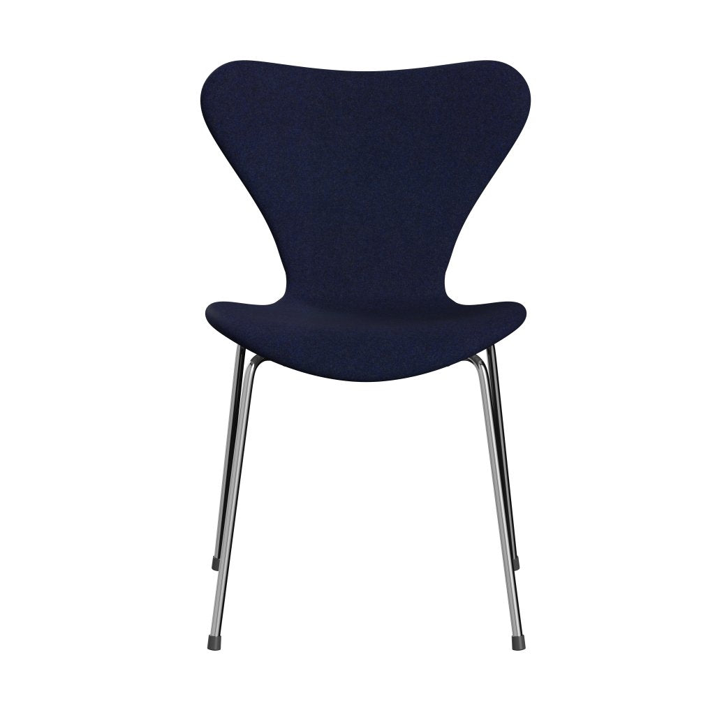 Fritz Hansen 3107 Stol Fuldpolstret, Forkromet Stål/Divina Md Midnight Blue